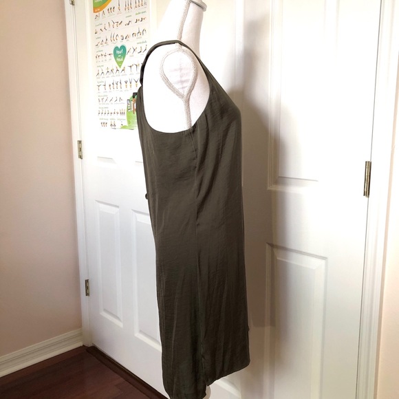 Trouve Olive Green Sleeveless Trapeze Shift Dress SZ S - Picture 3 of 9